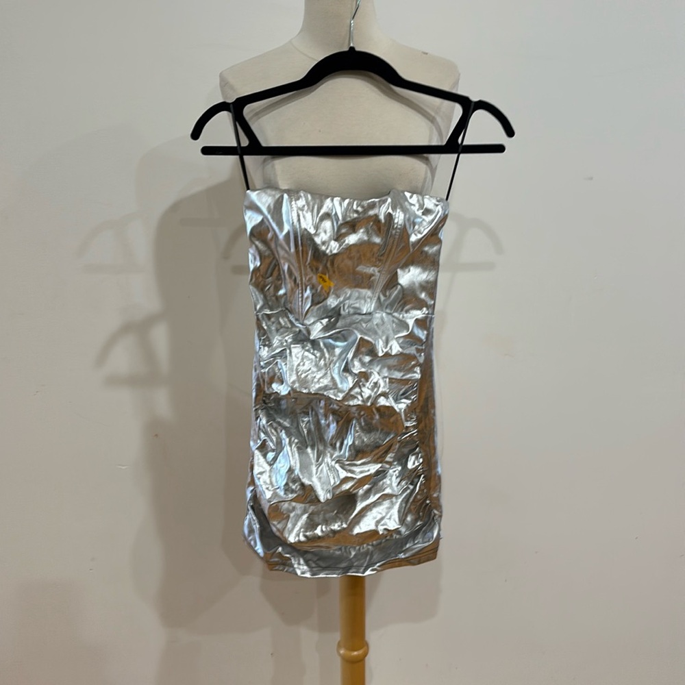 Superdown Silver Strapless Dress - image 4